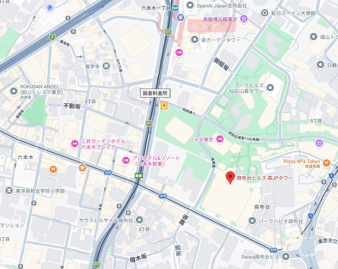 麻布台ヒルズ 森JPタワー周辺地図